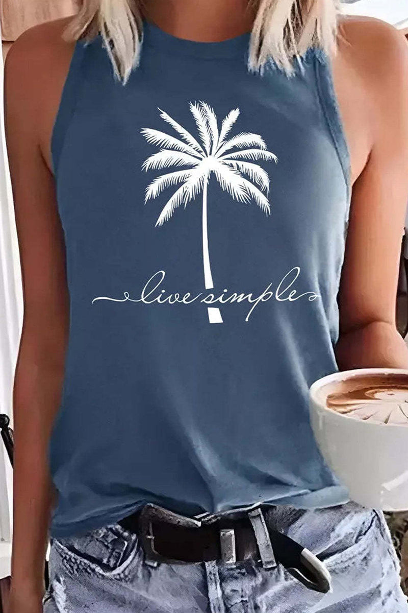 Coconut Print Casual Tank Top