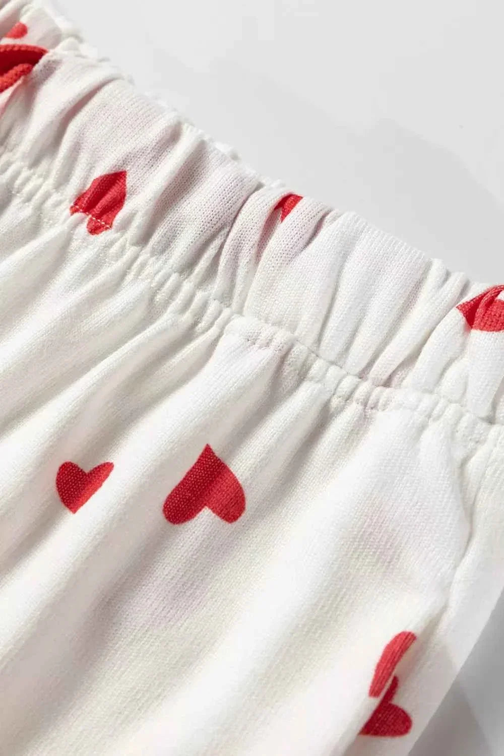 Hearts Printed Long Sleeve Top Drawstring Pants Lounge Set