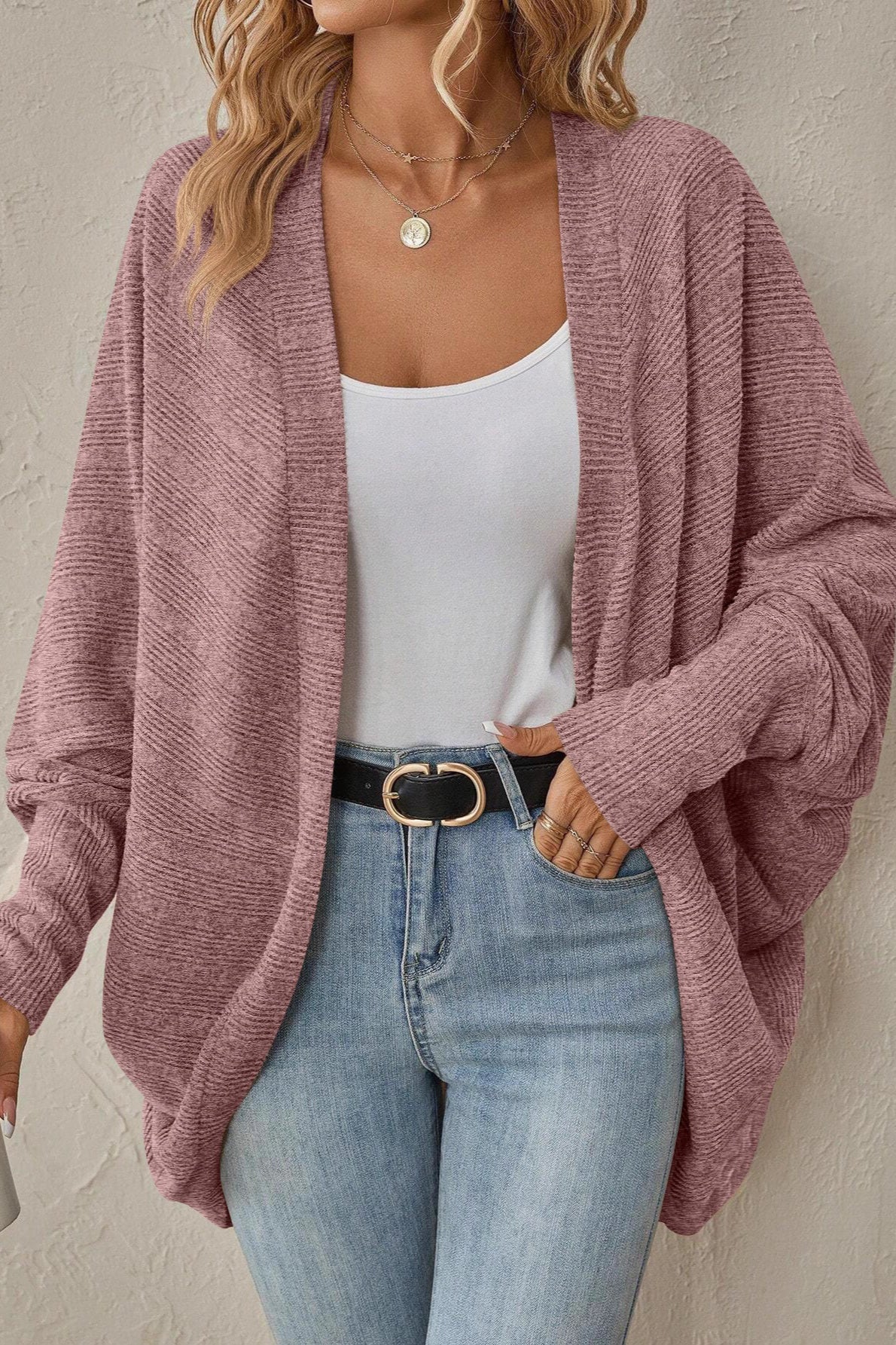 Chic Solid Color Midi Knit Cardigan for Autumn-Winter Wear