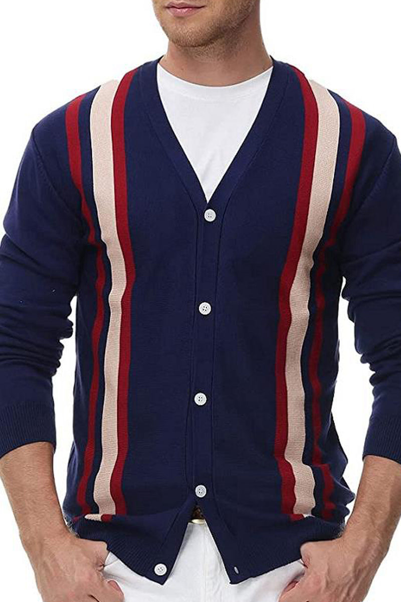 Men's V-Neck Long Sleeve Knitted Polo Cardigan  Fashionpara