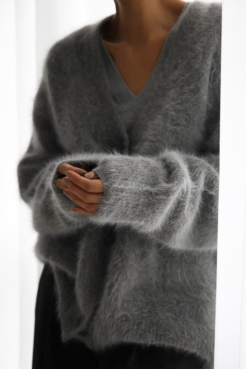 Plush V Neck Relaxed Button Knit Cardigan 9