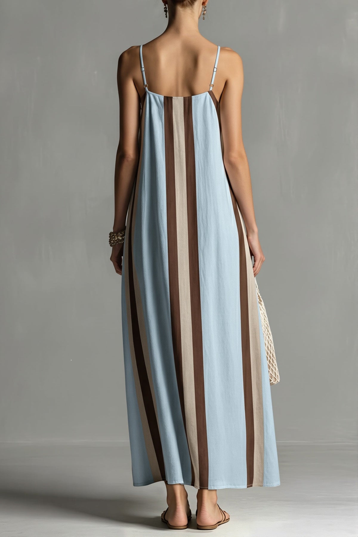 Striped Sleeveless Swing Maxi Dress