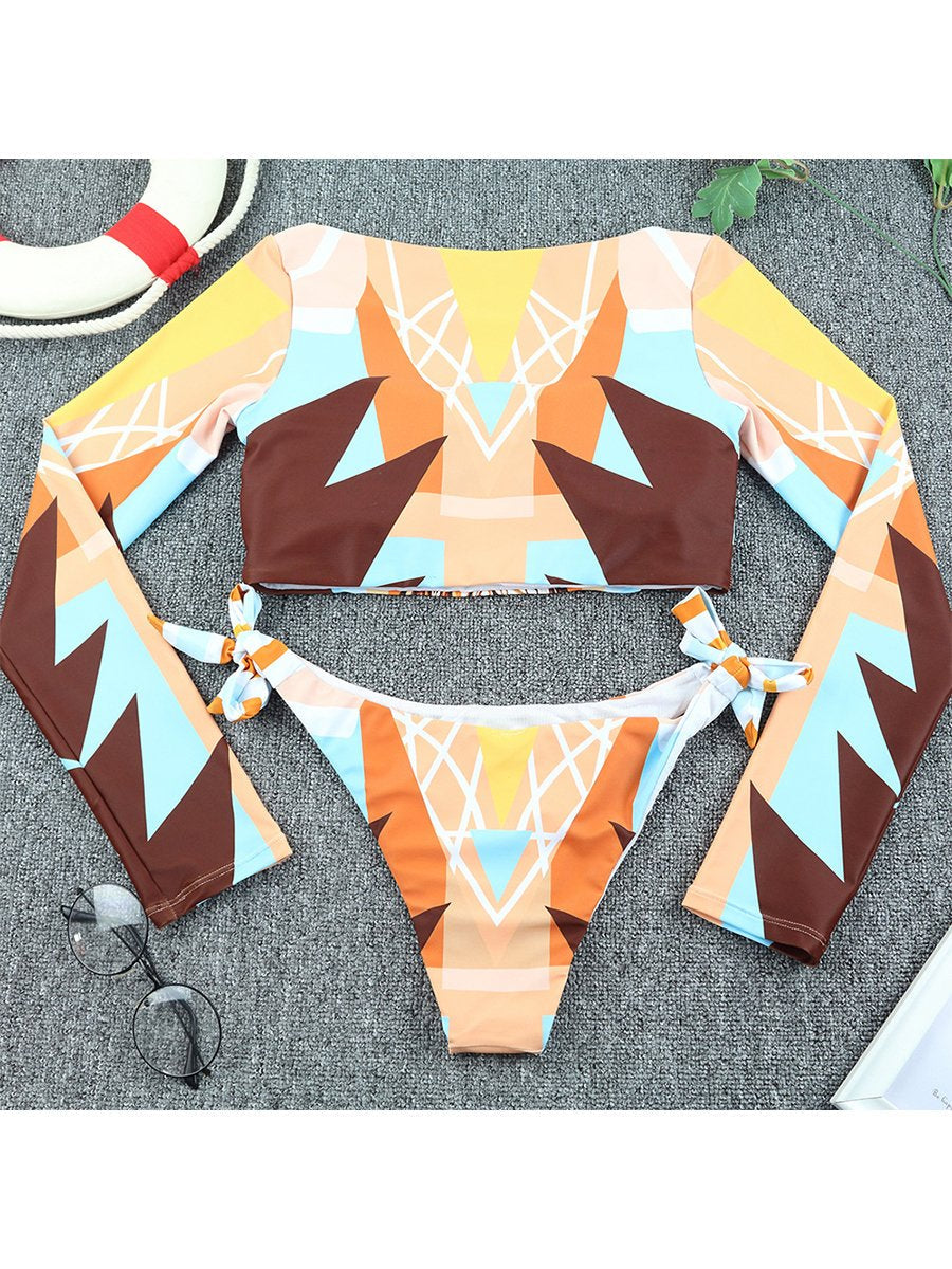Long Sleeve Sunscreen Bandage Bikini - Fashionpara