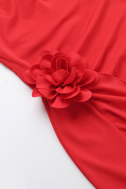 Halter Neck Rosette High Split Mermaid Gown 6