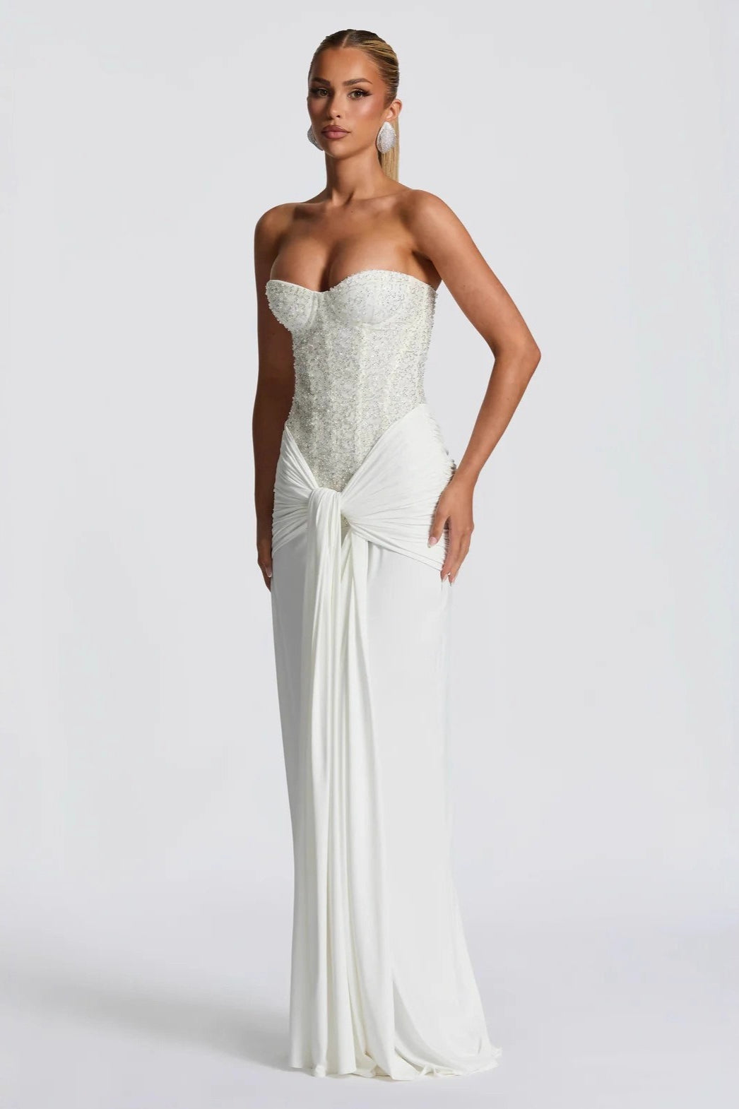 Sequin Sweetheart Strapless Bustier Mermaid Maxi Gown - View 5