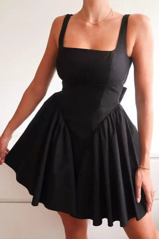 Square Neck Sleeveless Fit and Flare Mini Dress 4