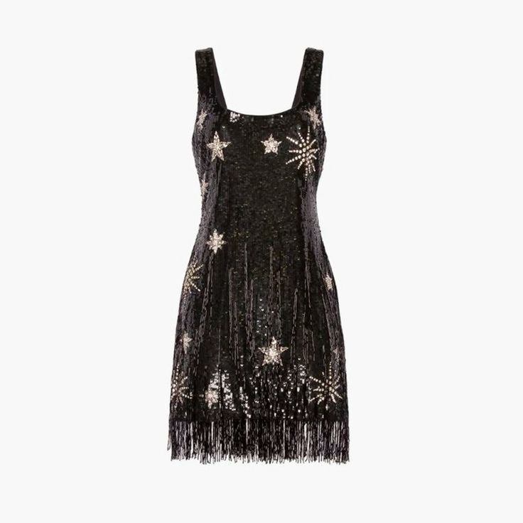 Sparkling Tassel Square Neck Star Sequin Open Back Homecoming Dress - Fashionpara