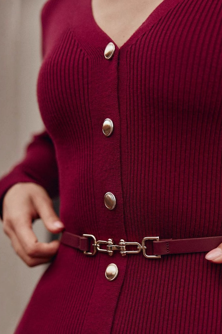 Long Sleeve Button Sweater Dress 5