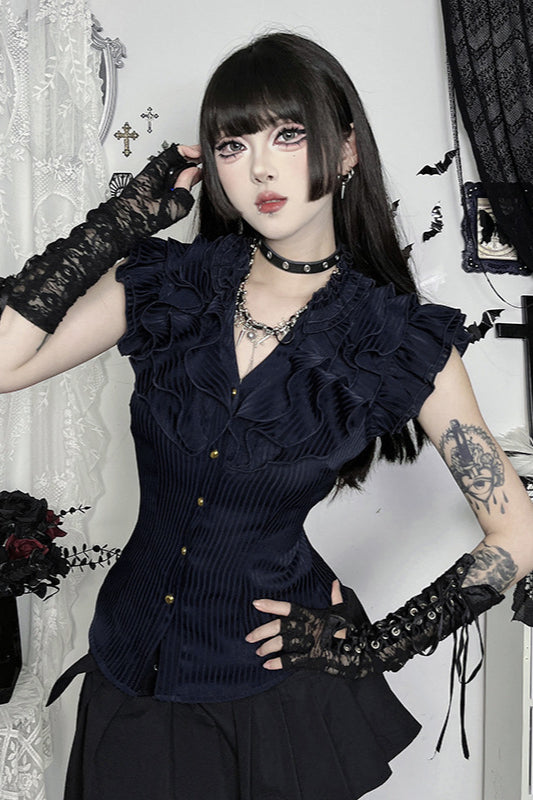 Gothic V-Neck Slim Fit Blouse