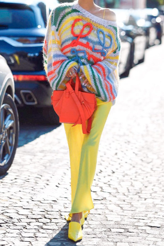 Colorful Stripe Knit Loose Pullover Blouse 5