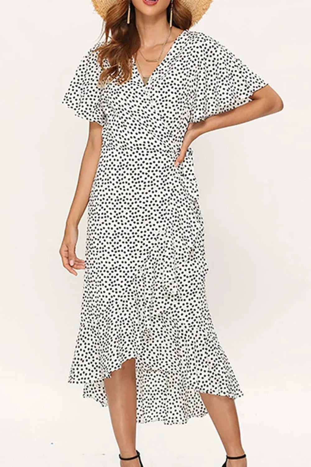 Chiffon Floral Ruffle Boho Split Maxi Dress