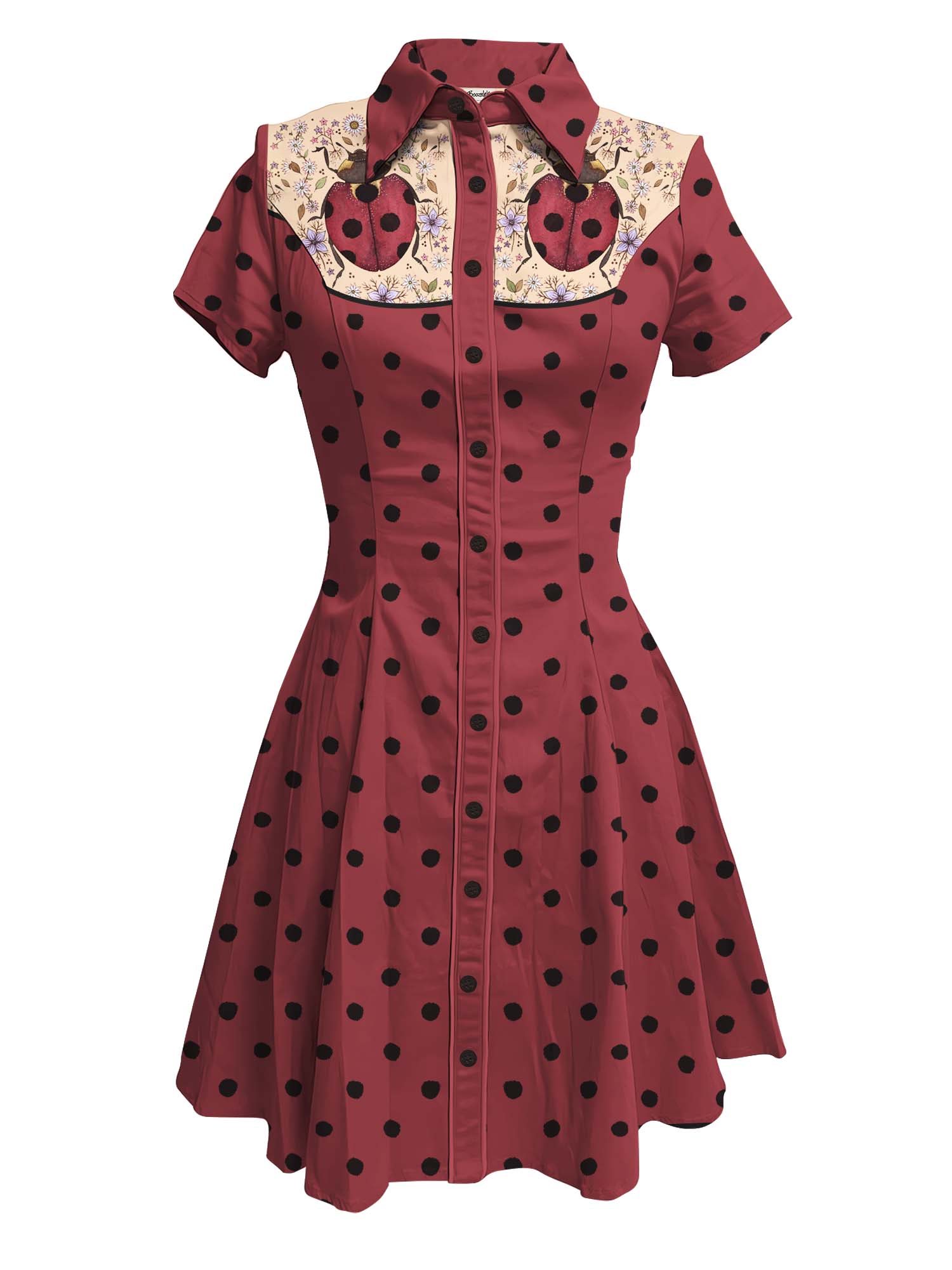 Polka Dot Ladybug - 100% Cotton Dress - Fashionpara