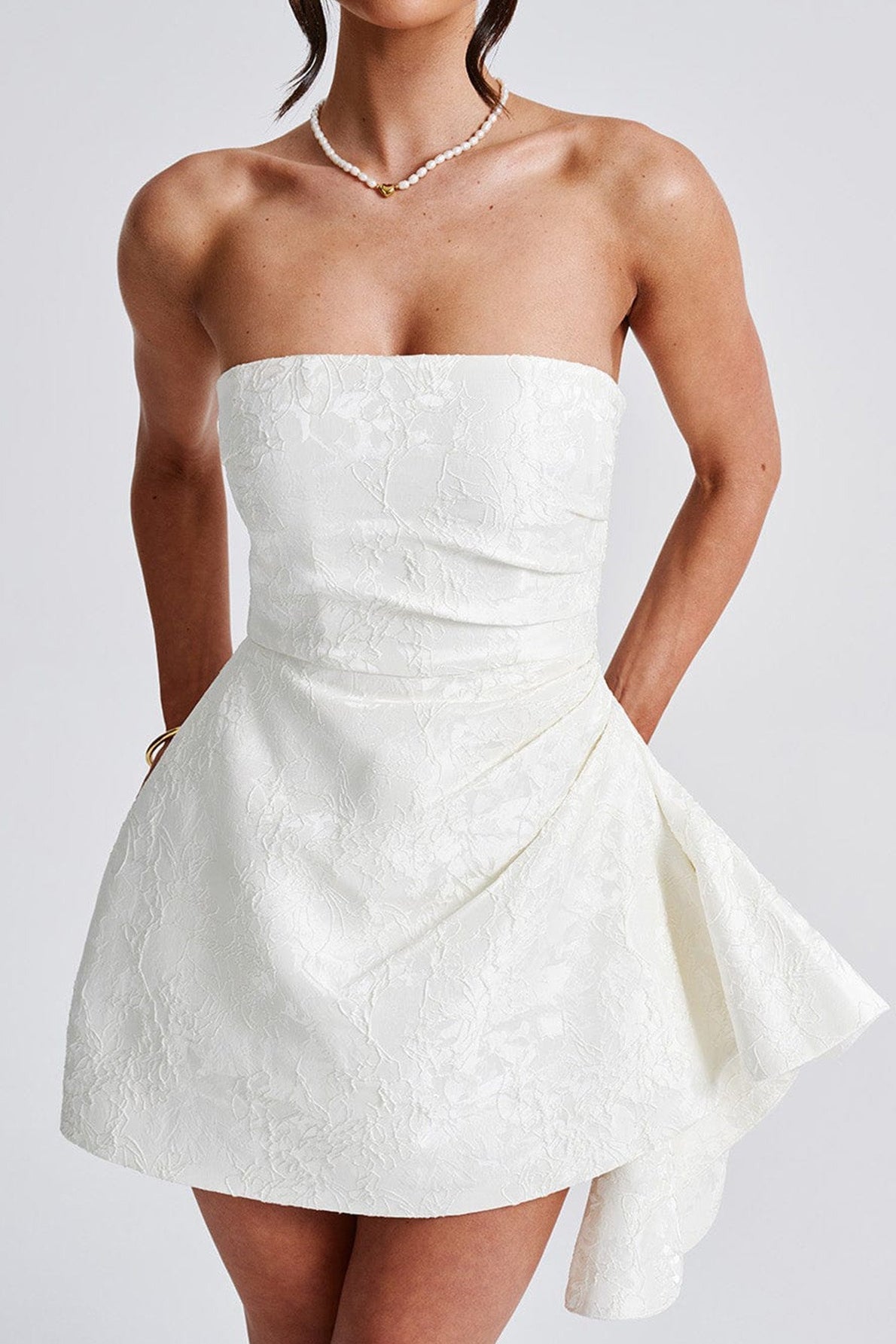Floral Jacquard Strapless A-Line Mini Dress 5