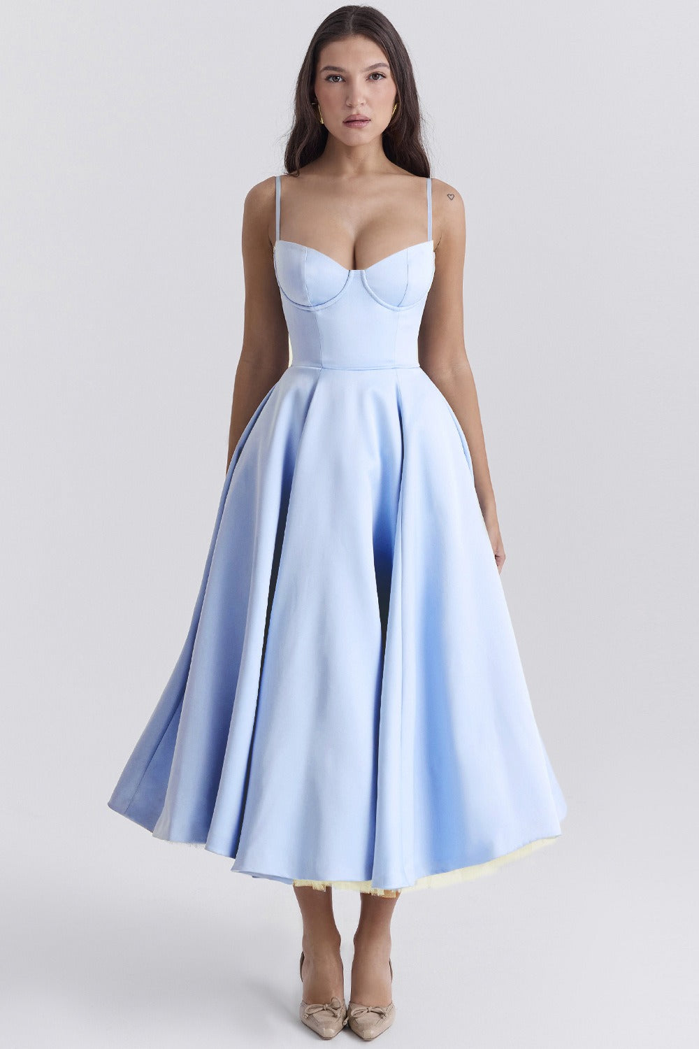 Floral Print Sweetheart Spaghetti Strap Bustier Midi Dress - View 7