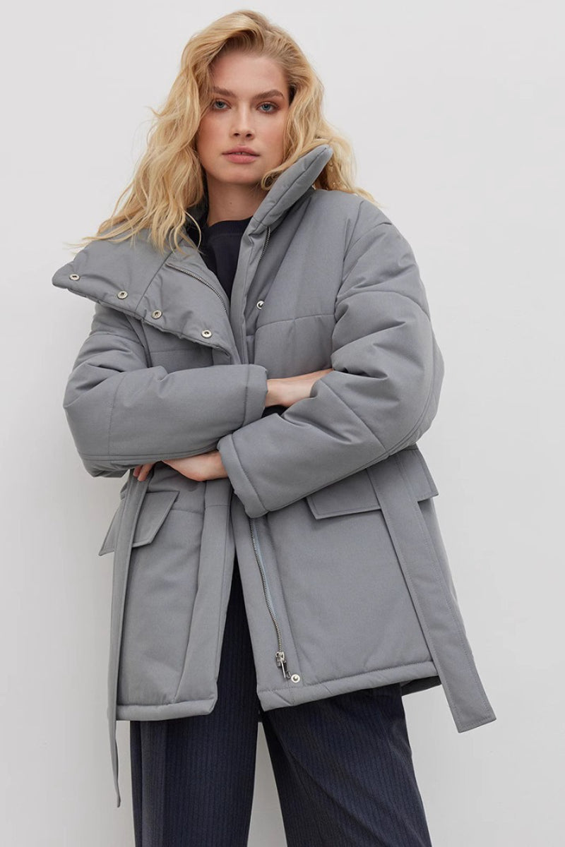 Asymmetrical Belted Cotton Coat
