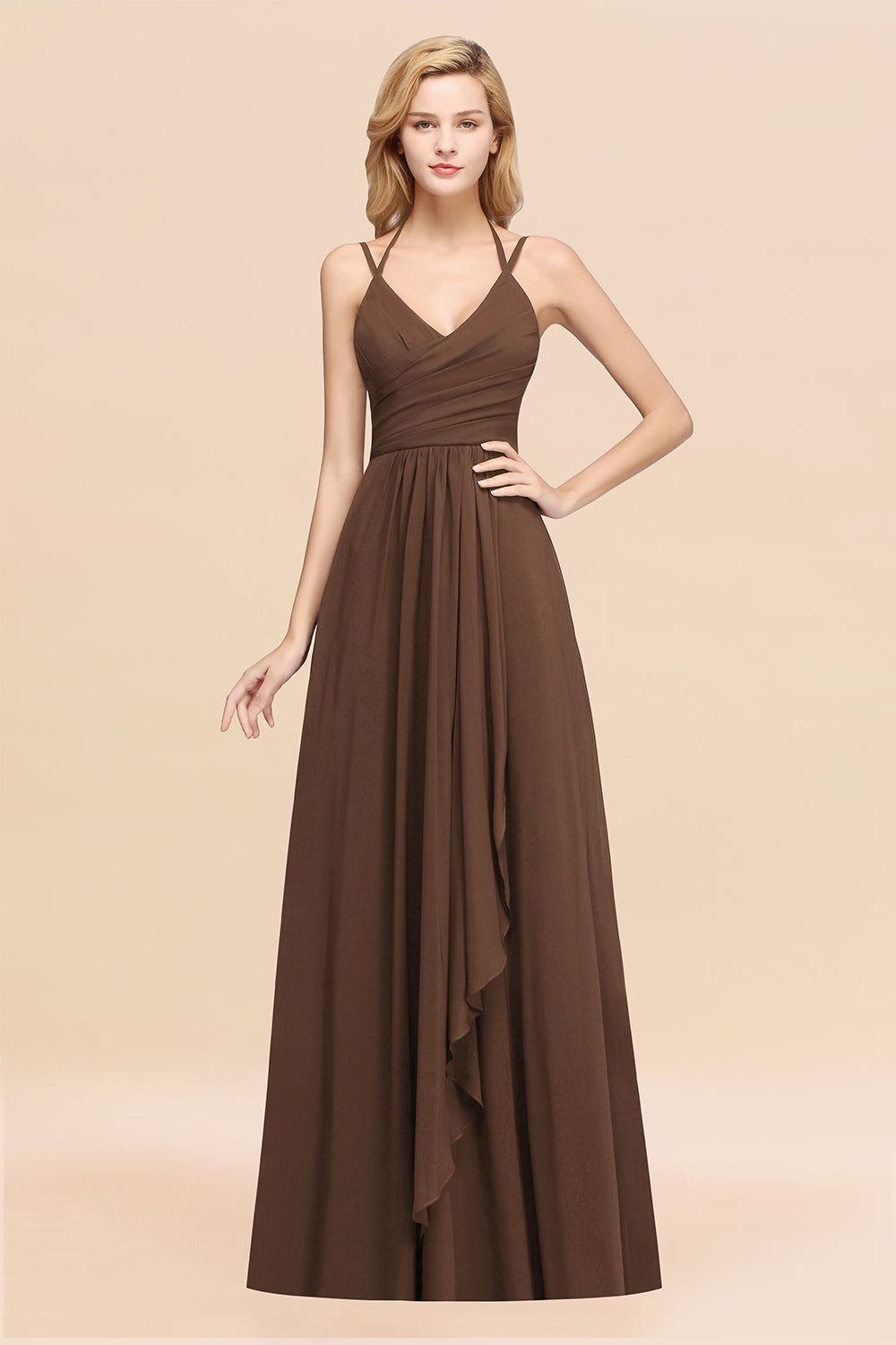 Affordable Chiffon Burgundy Bridesmaid Dresses With Spaghetti Straps - Fashionpara