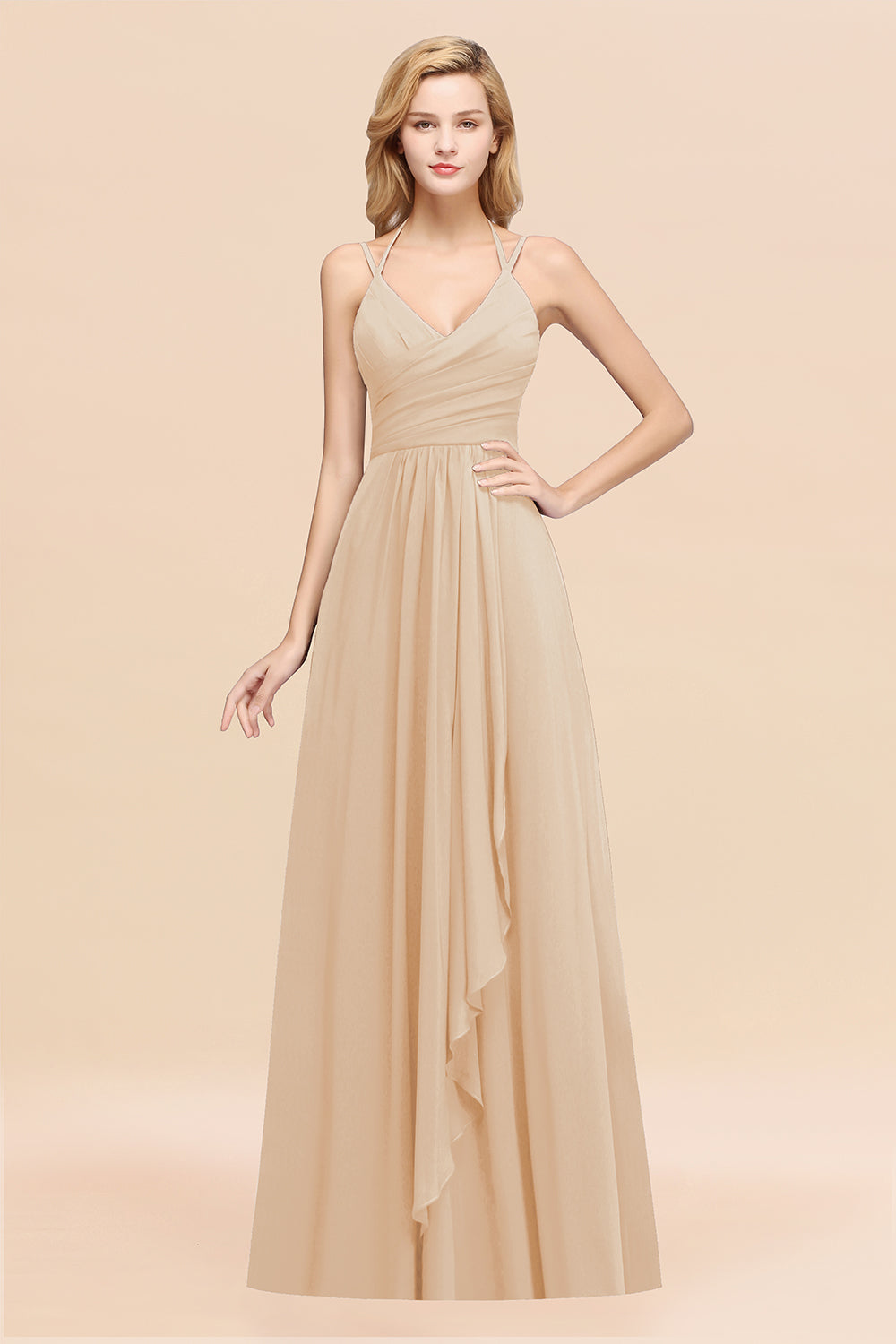 Affordable Chiffon Burgundy Bridesmaid Dresses With Spaghetti Straps - Fashionpara