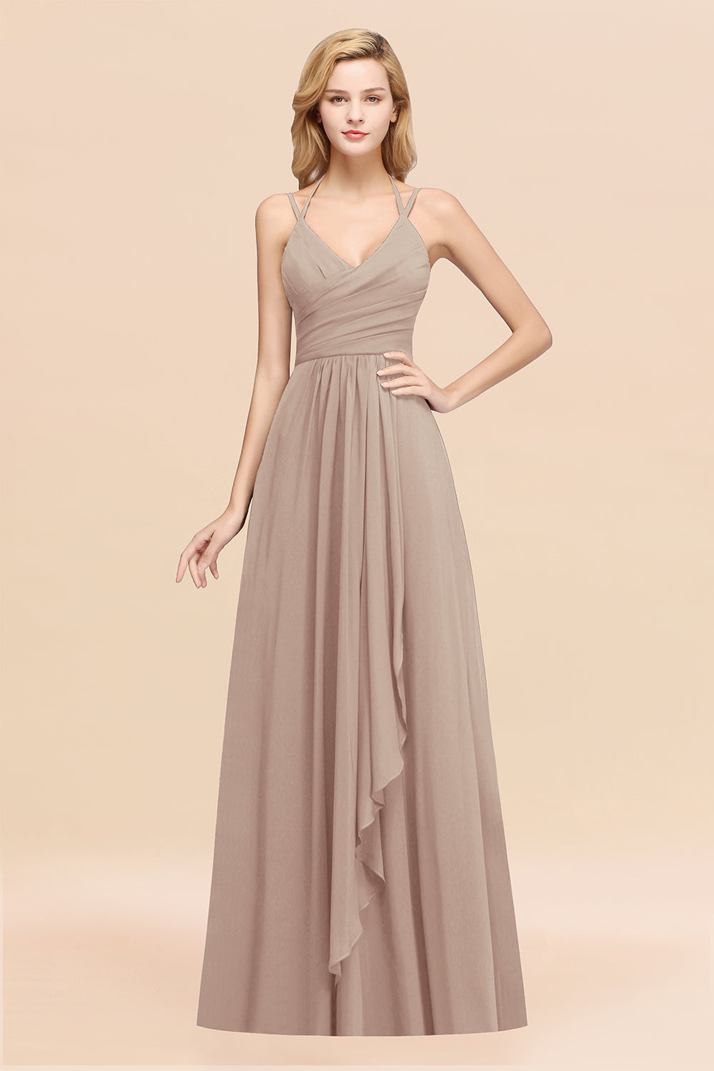 Affordable Chiffon Burgundy Bridesmaid Dresses With Spaghetti Straps - Fashionpara
