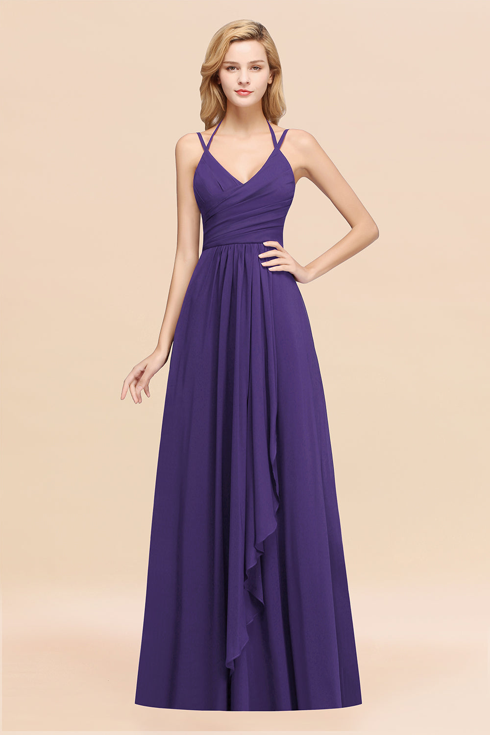 Affordable Chiffon Burgundy Bridesmaid Dresses With Spaghetti Straps - Fashionpara