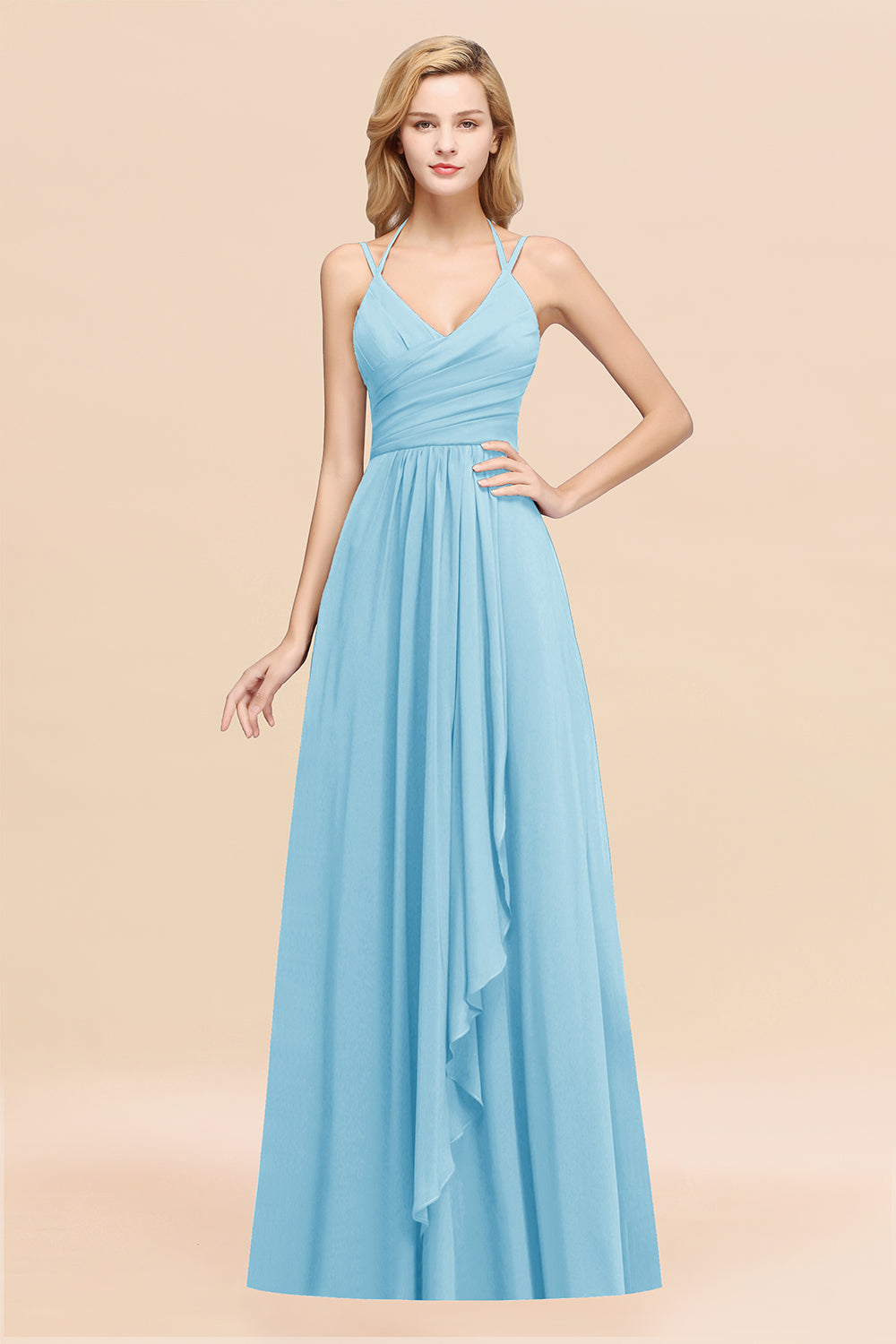 Affordable Chiffon Burgundy Bridesmaid Dresses With Spaghetti Straps - Fashionpara