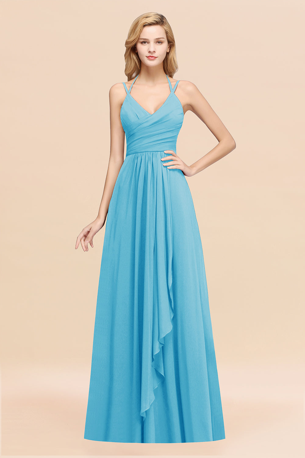 Affordable Chiffon Burgundy Bridesmaid Dresses With Spaghetti Straps - Fashionpara