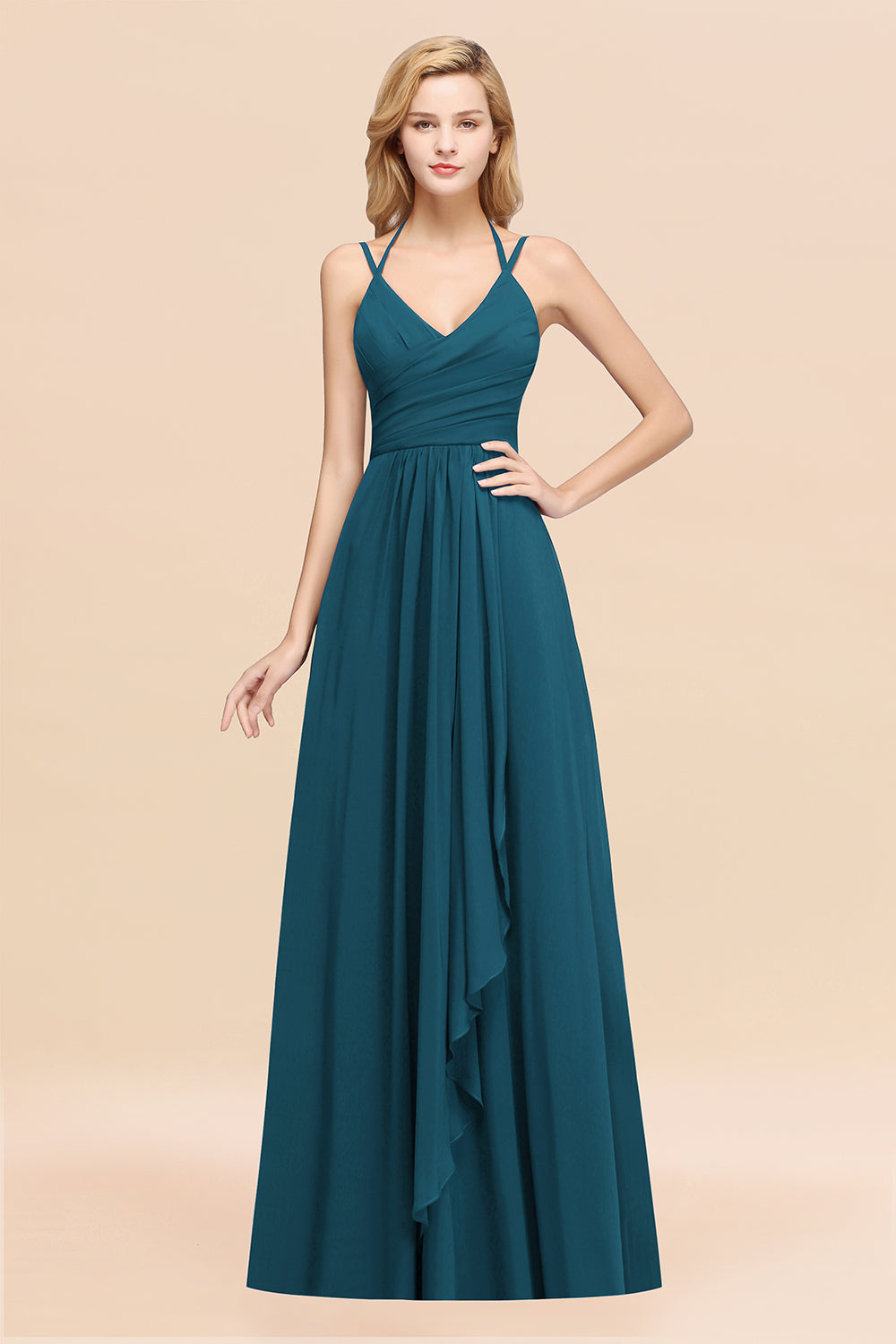 Affordable Chiffon Burgundy Bridesmaid Dresses With Spaghetti Straps - Fashionpara