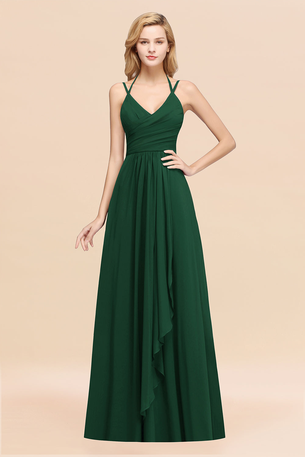 Affordable Chiffon Burgundy Bridesmaid Dresses With Spaghetti Straps - Fashionpara