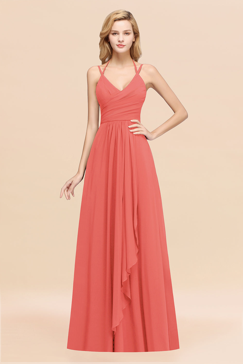 Affordable Chiffon Burgundy Bridesmaid Dresses With Spaghetti Straps - Fashionpara