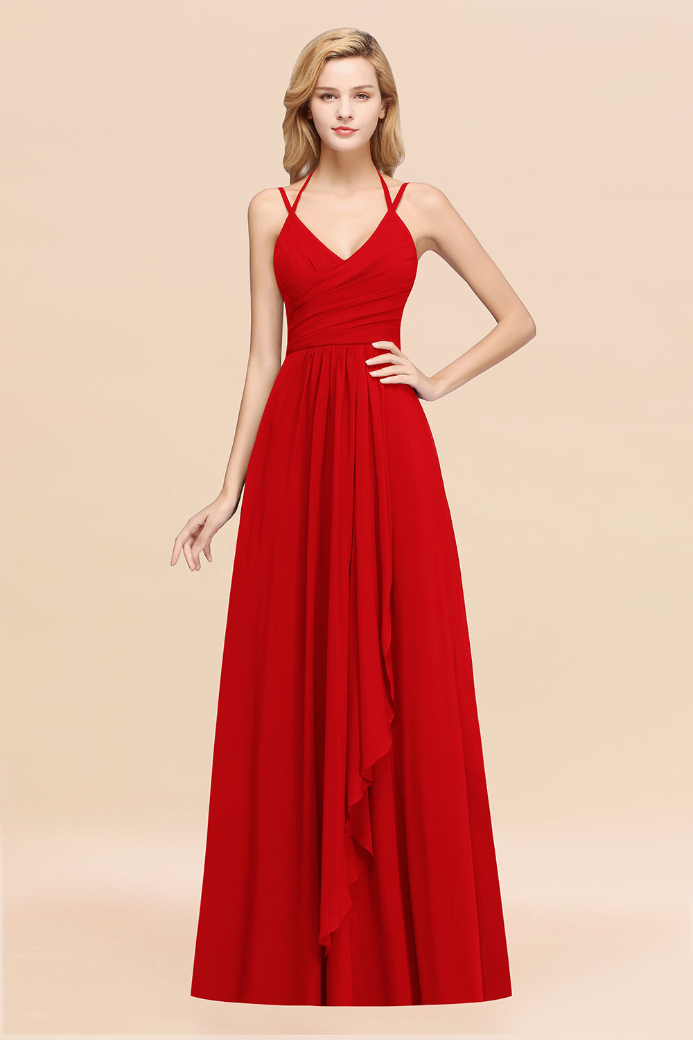 Affordable Chiffon Burgundy Bridesmaid Dresses With Spaghetti Straps - Fashionpara