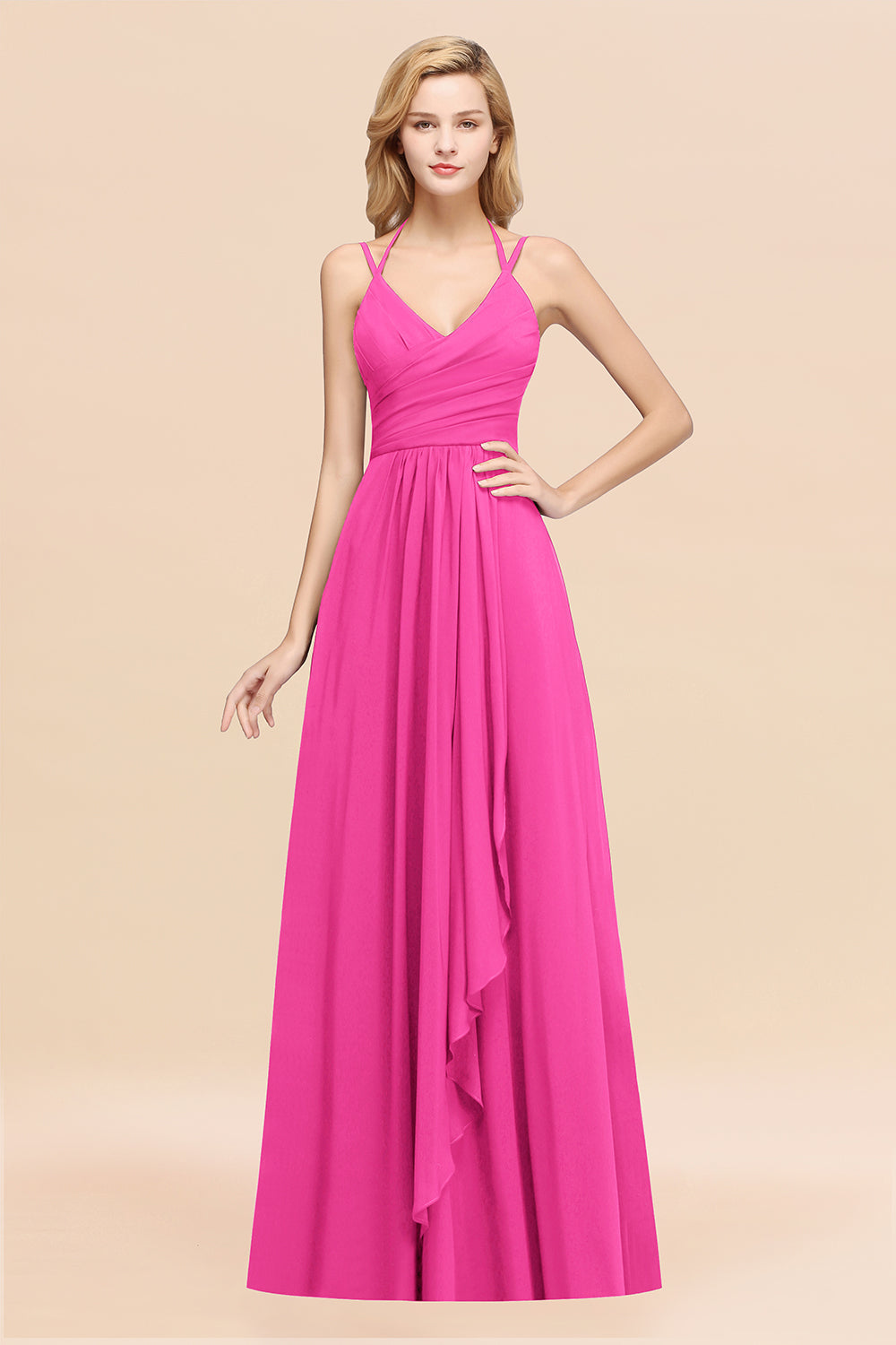 Affordable Chiffon Burgundy Bridesmaid Dresses With Spaghetti Straps - Fashionpara