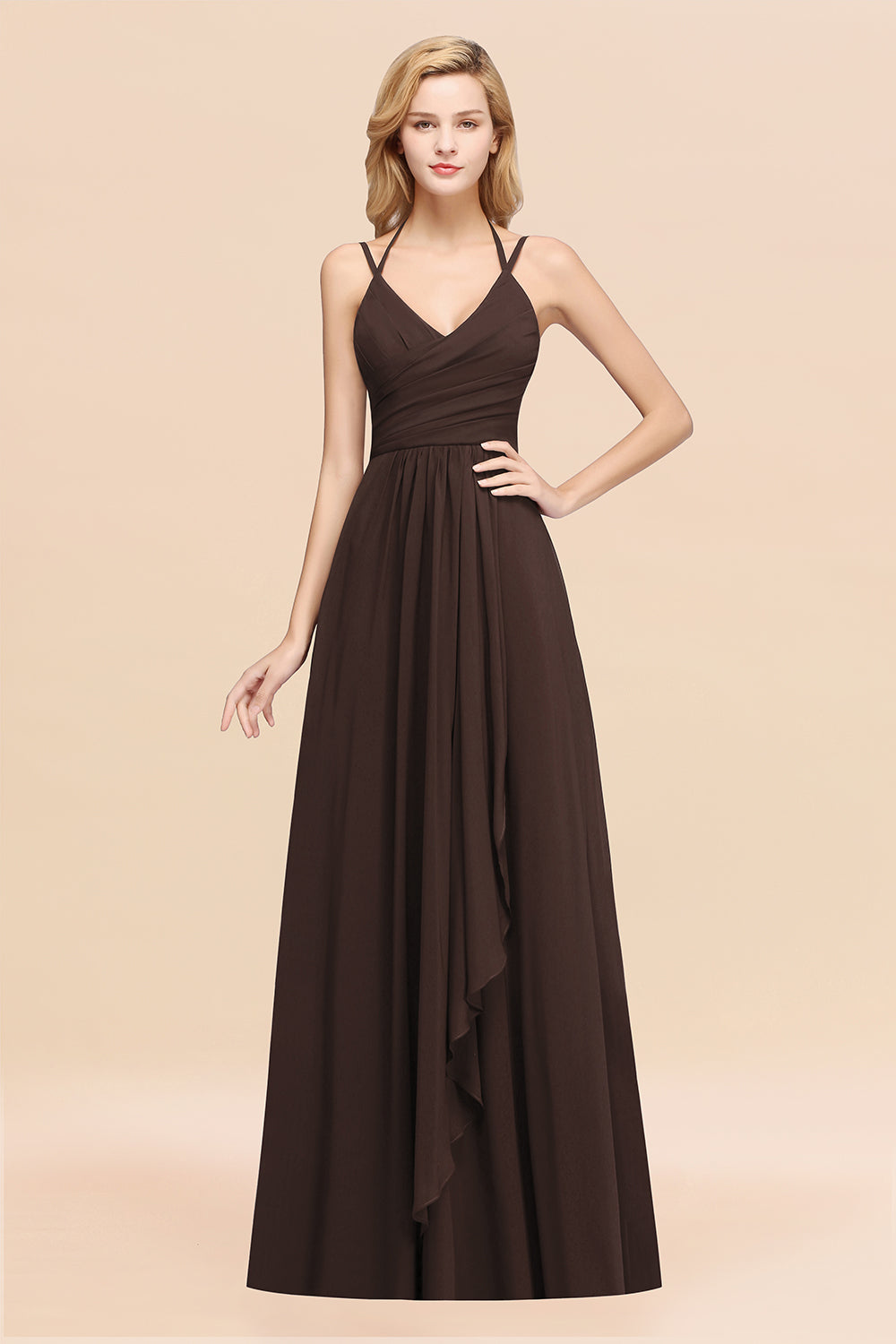 Affordable Chiffon Burgundy Bridesmaid Dresses With Spaghetti Straps - Fashionpara