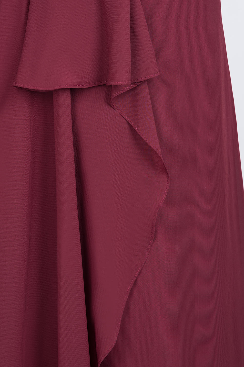 Affordable Chiffon Halter V-Neck Ruffle Burgundy Bridesmaid dresses - Fashionpara