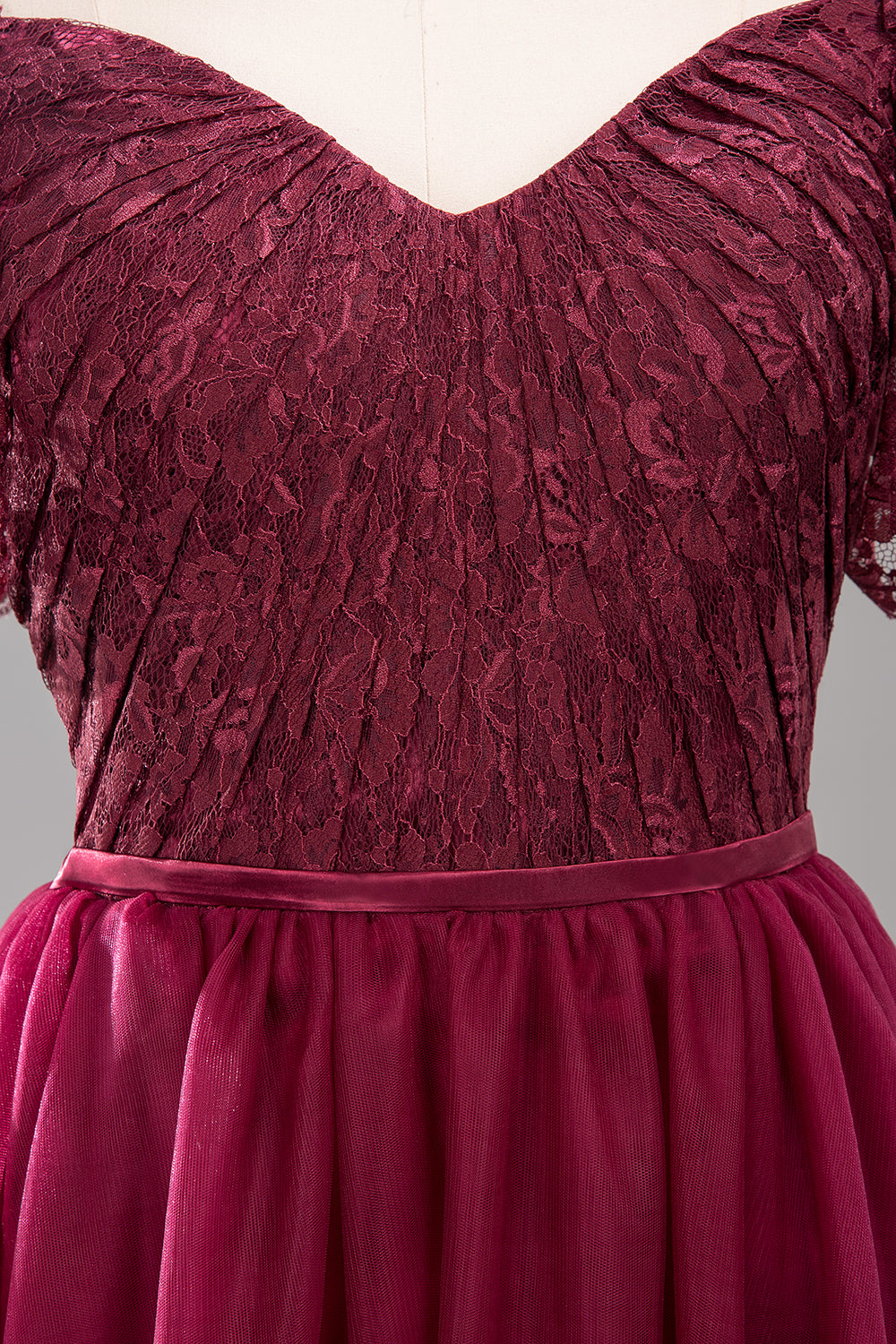 Affordable Chiffon Off-the-Shoulder Burgundy Lace Bridesmaid dresses - Fashionpara