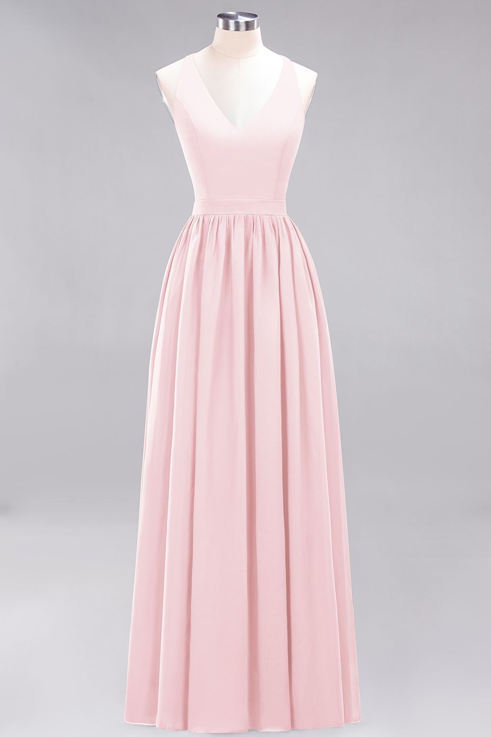 Affordable Chiffon V-Neck Sleeveless Lace Bridesmaid Dresses - Fashionpara