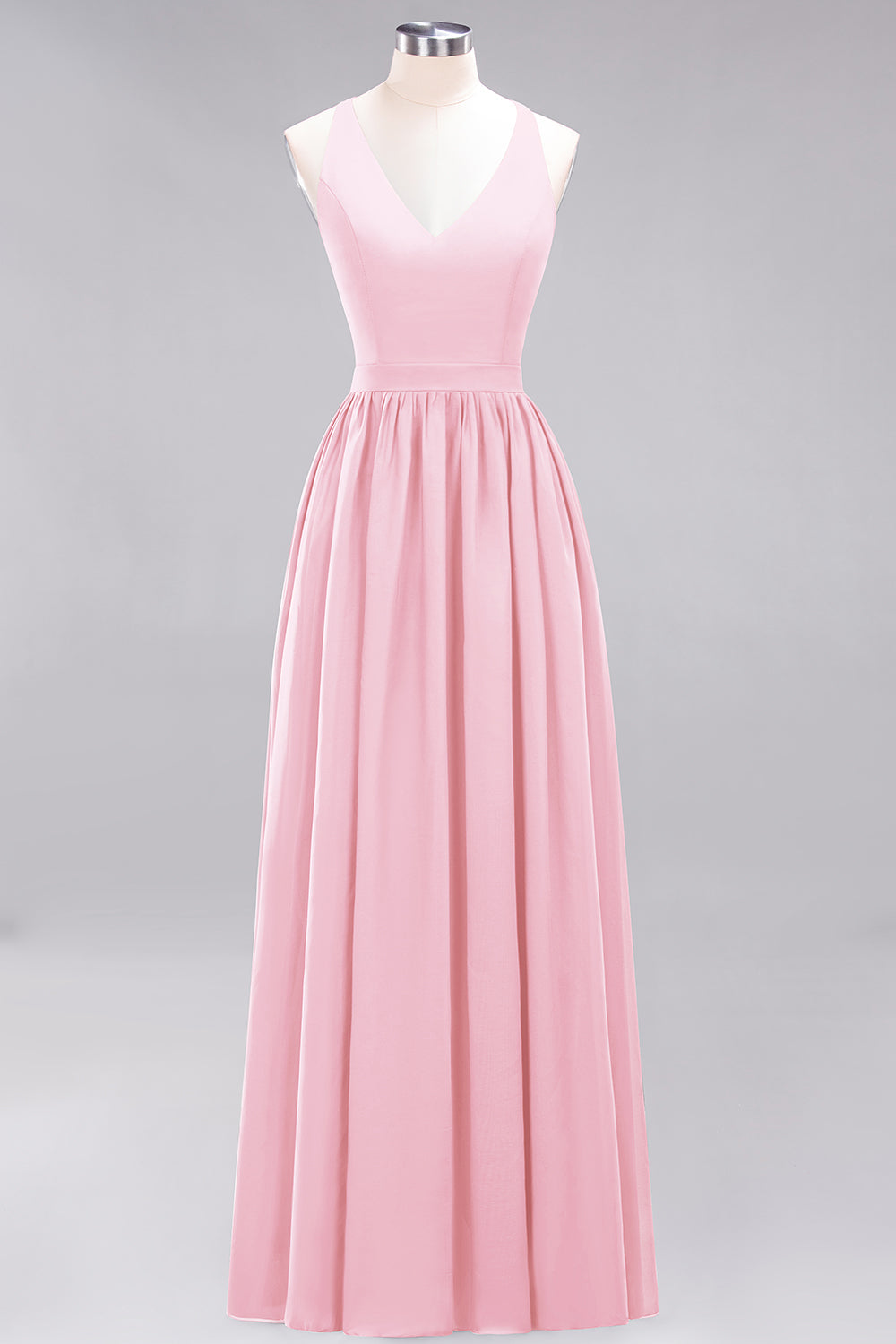 Affordable Chiffon V-Neck Sleeveless Lace Bridesmaid Dresses - Fashionpara