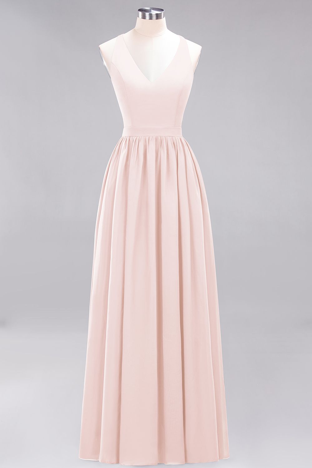 Affordable Chiffon V-Neck Sleeveless Lace Bridesmaid Dresses - Fashionpara