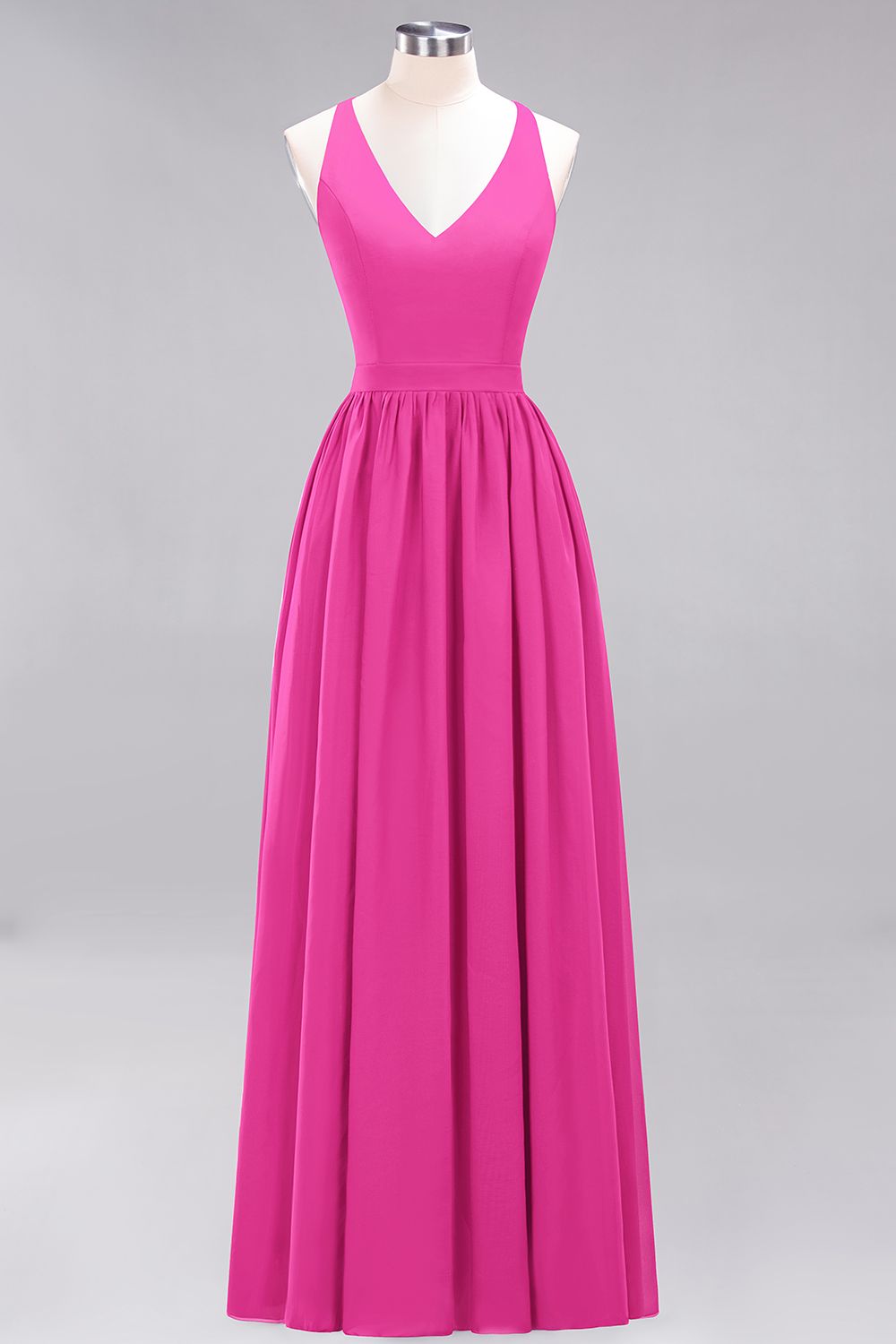 Affordable Chiffon V-Neck Sleeveless Lace Bridesmaid Dresses - Fashionpara
