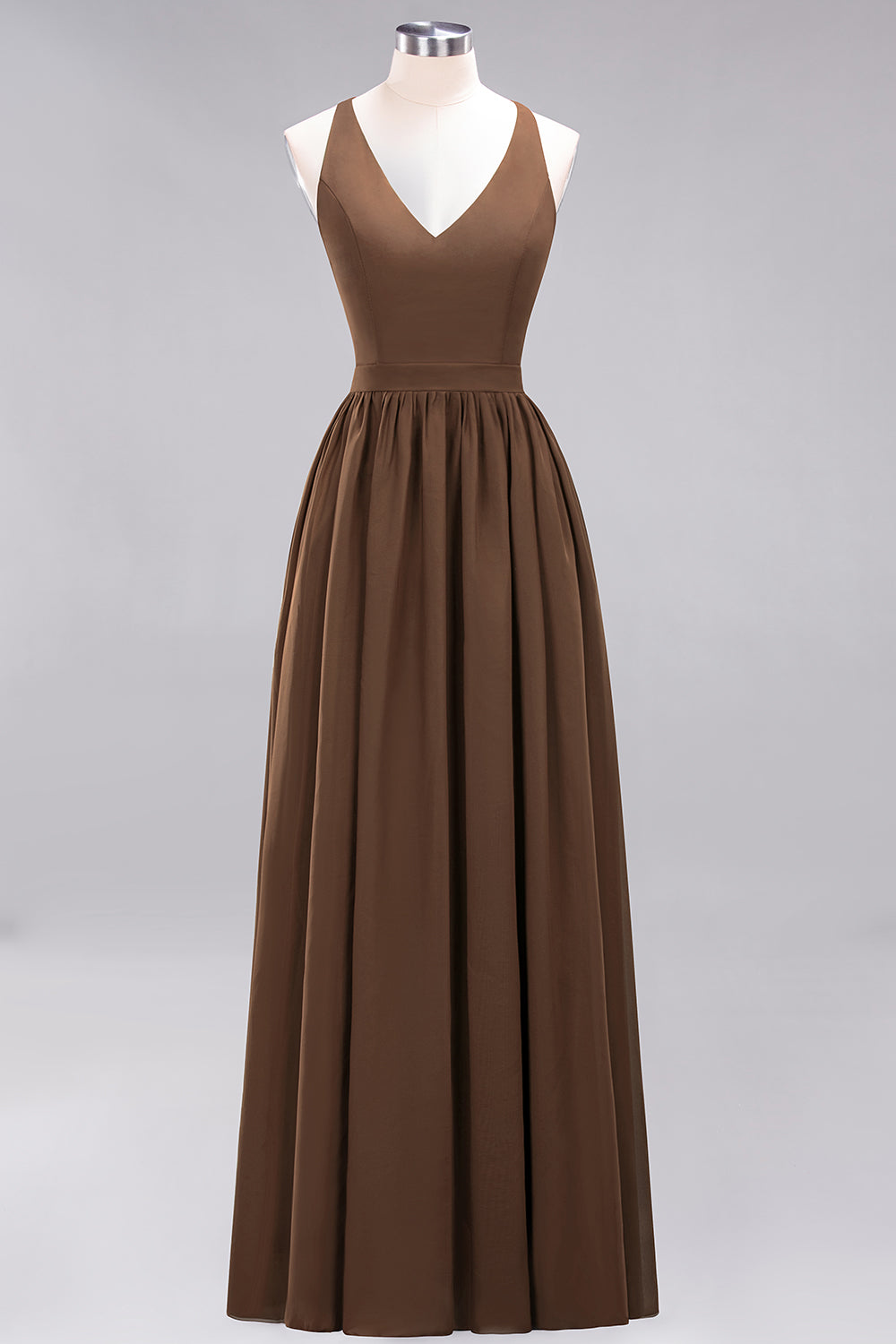 Affordable Chiffon V-Neck Sleeveless Lace Bridesmaid Dresses - Fashionpara