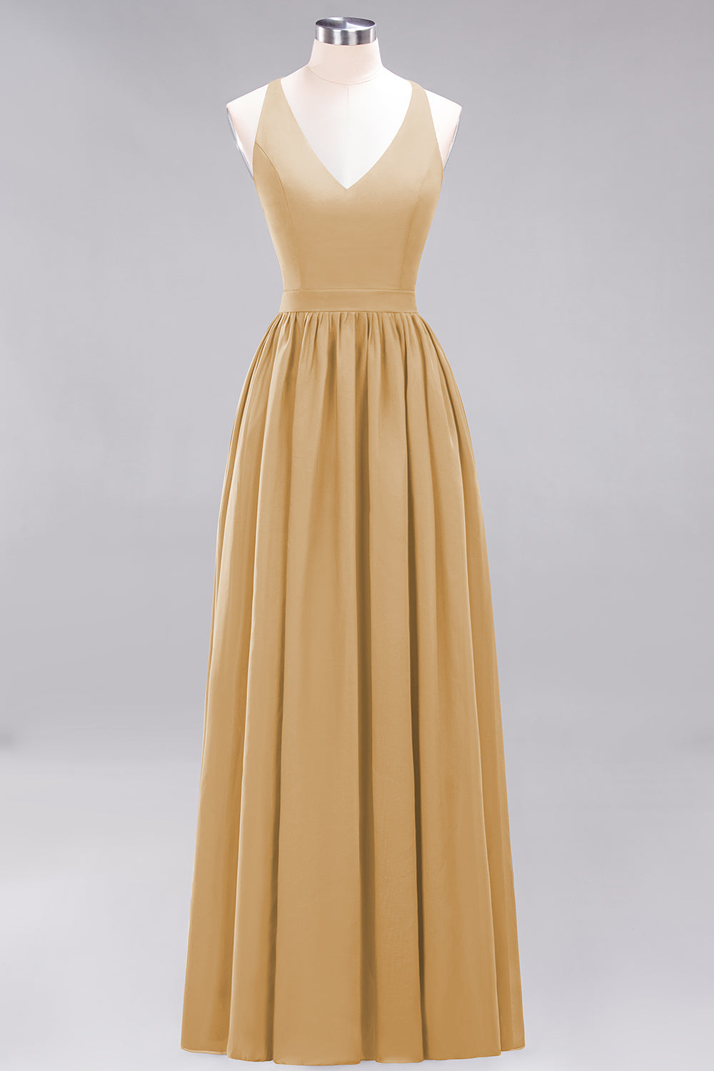 Affordable Chiffon V-Neck Sleeveless Lace Bridesmaid Dresses - Fashionpara