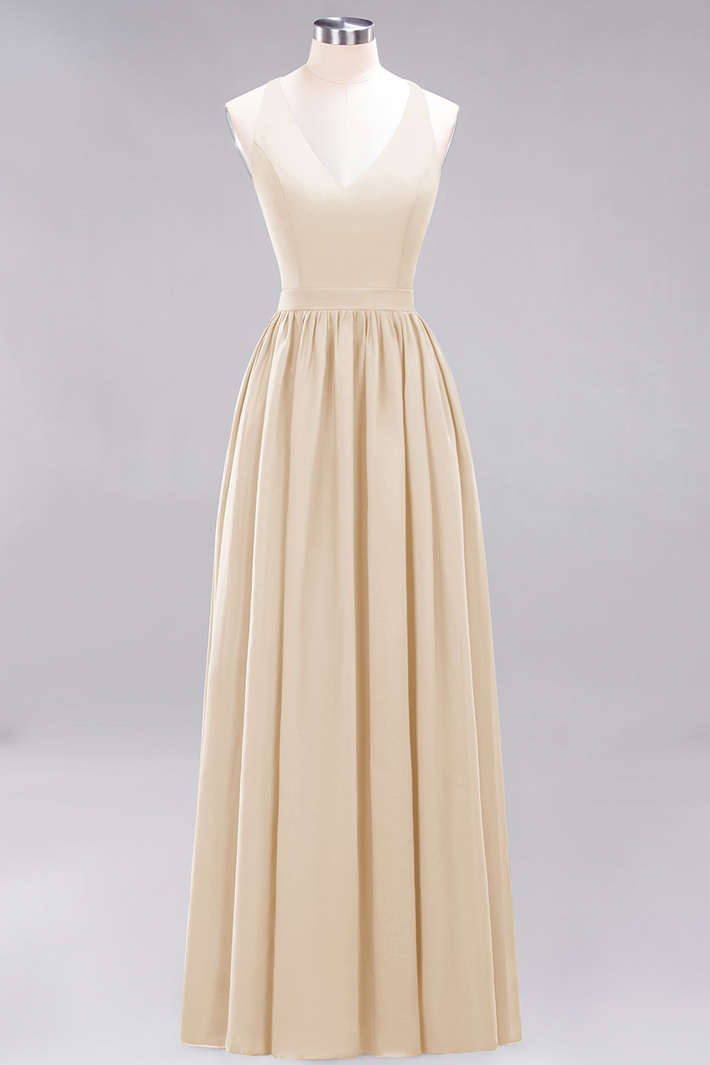Affordable Chiffon V-Neck Sleeveless Lace Bridesmaid Dresses - Fashionpara