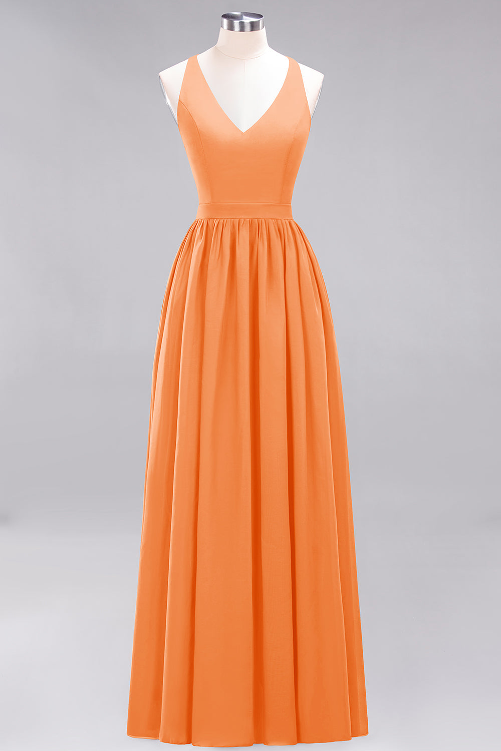 Affordable Chiffon V-Neck Sleeveless Lace Bridesmaid Dresses - Fashionpara