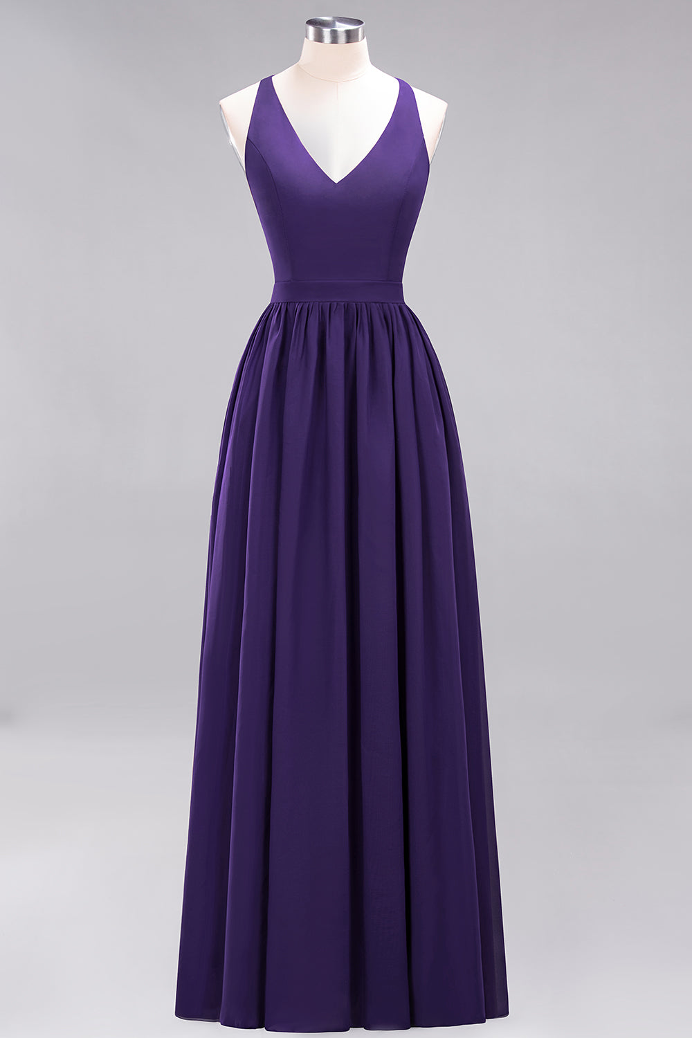 Affordable Chiffon V-Neck Sleeveless Lace Bridesmaid Dresses - Fashionpara