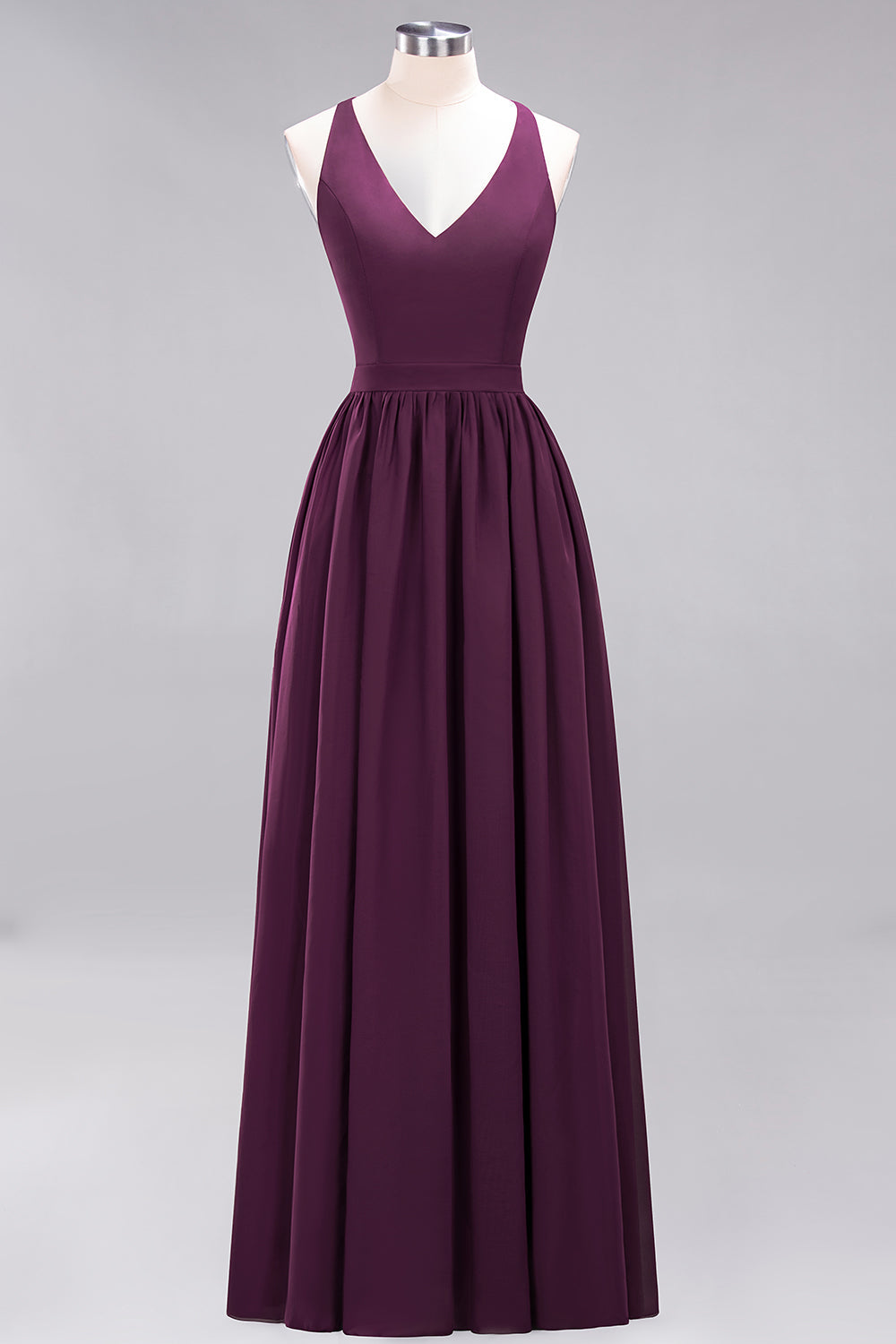 Affordable Chiffon V-Neck Sleeveless Lace Bridesmaid Dresses - Fashionpara