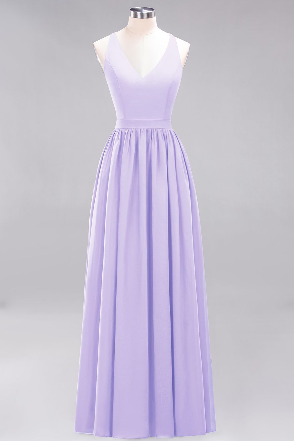 Affordable Chiffon V-Neck Sleeveless Lace Bridesmaid Dresses - Fashionpara