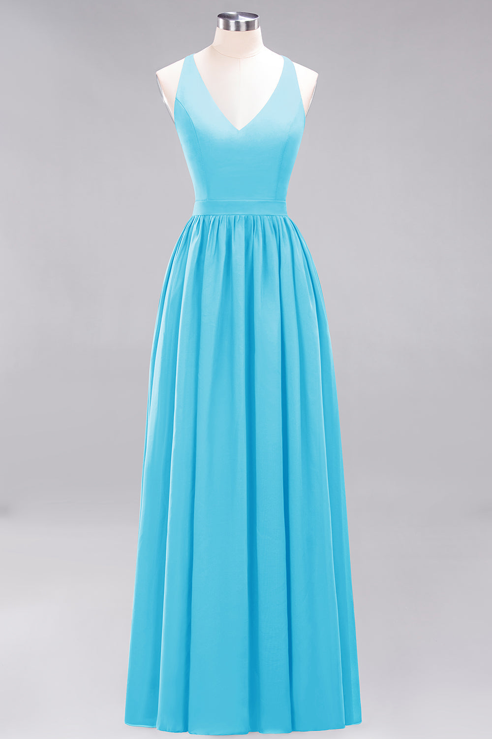 Affordable Chiffon V-Neck Sleeveless Lace Bridesmaid Dresses - Fashionpara