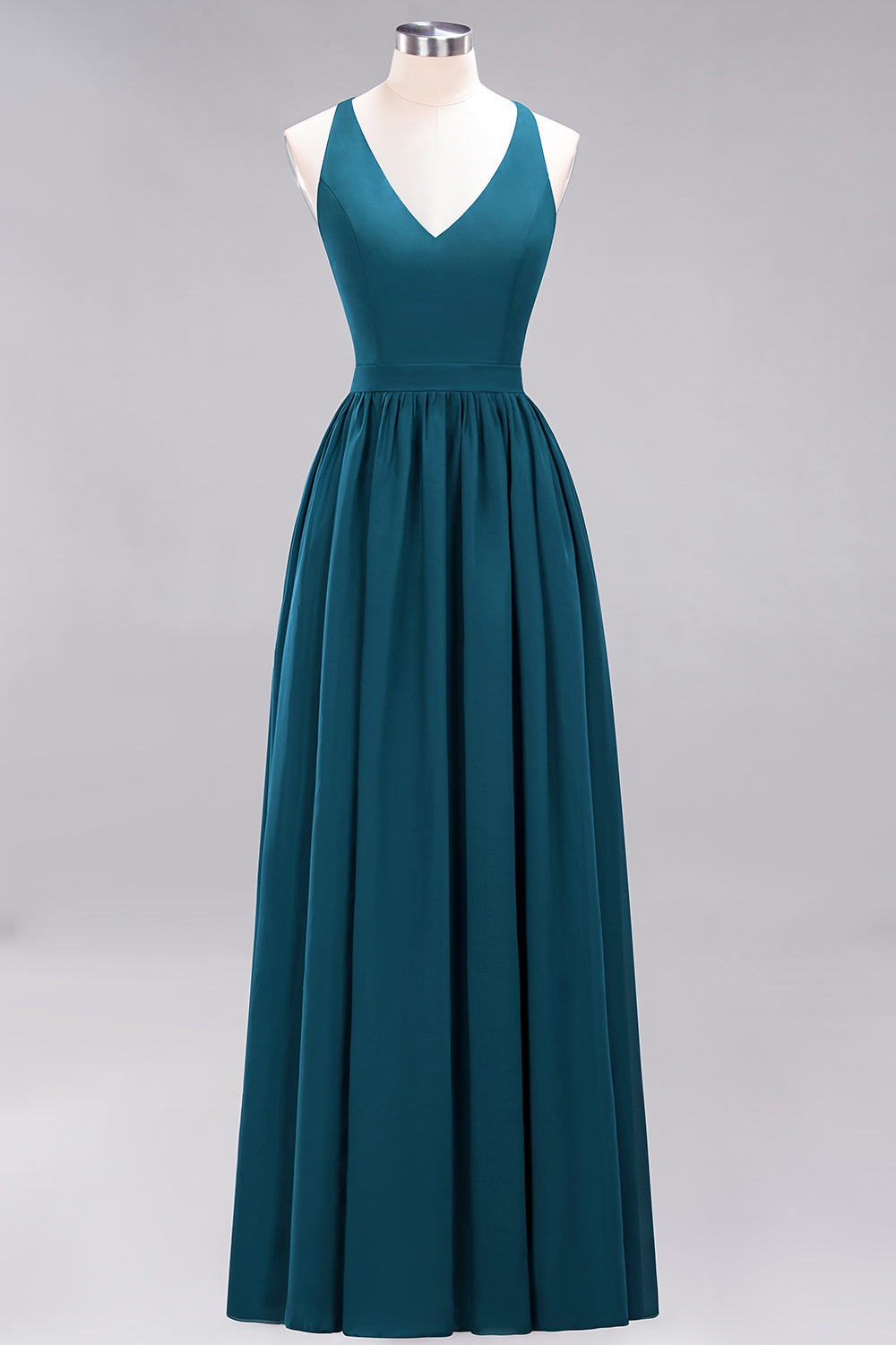 Affordable Chiffon V-Neck Sleeveless Lace Bridesmaid Dresses - Fashionpara
