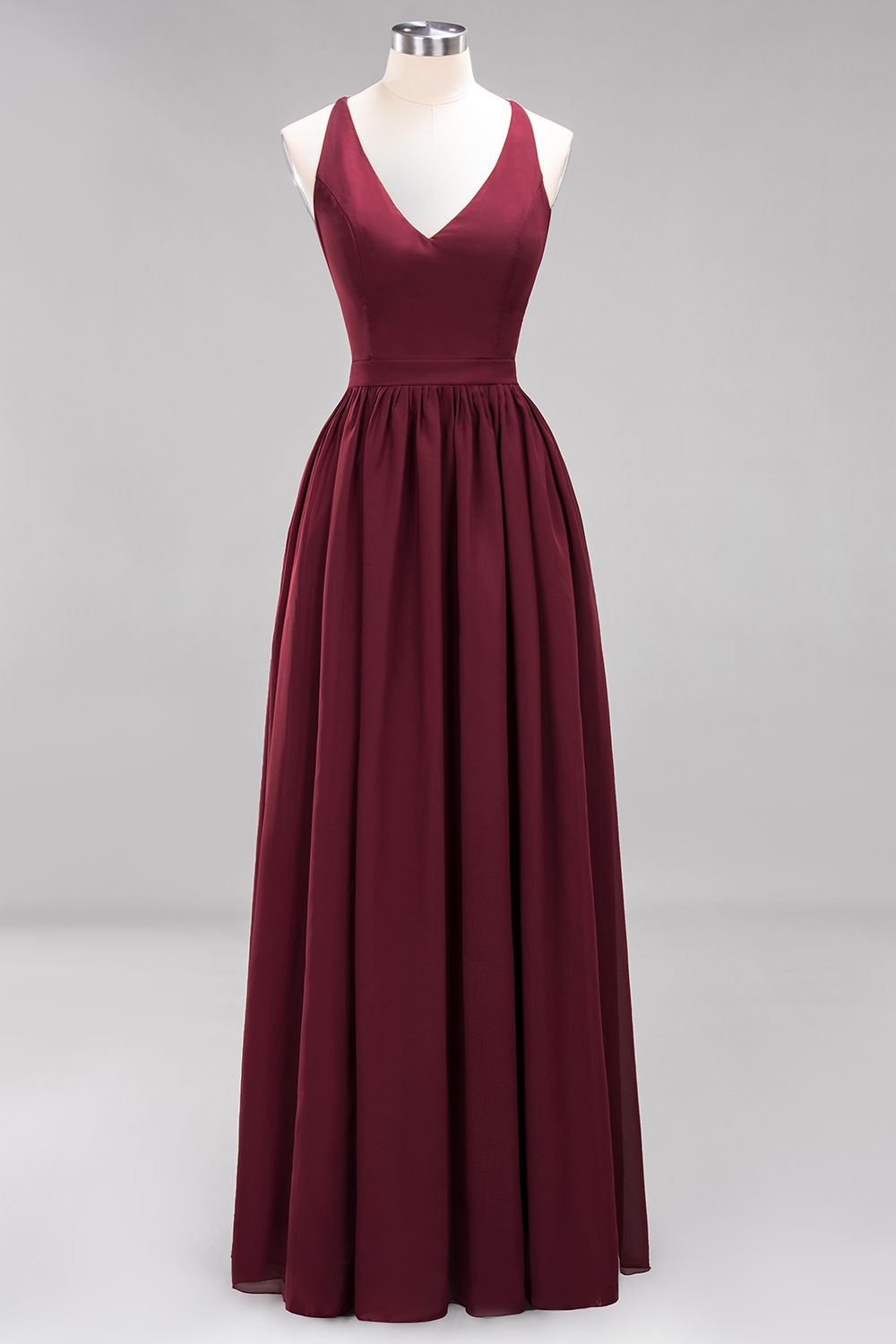 Affordable Chiffon V-Neck Sleeveless Lace Bridesmaid Dresses - Fashionpara