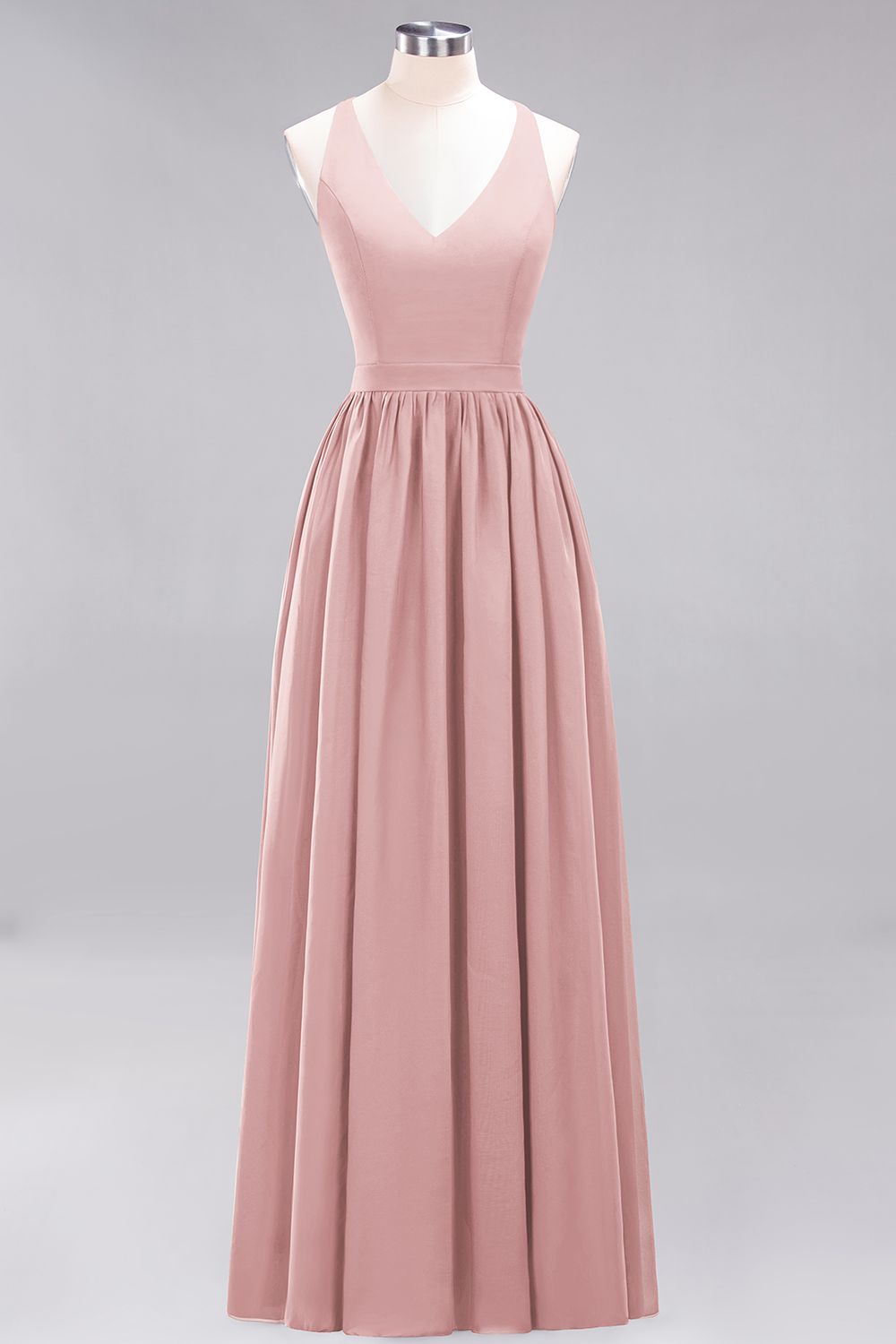 Affordable Chiffon V-Neck Sleeveless Lace Bridesmaid Dresses - Fashionpara