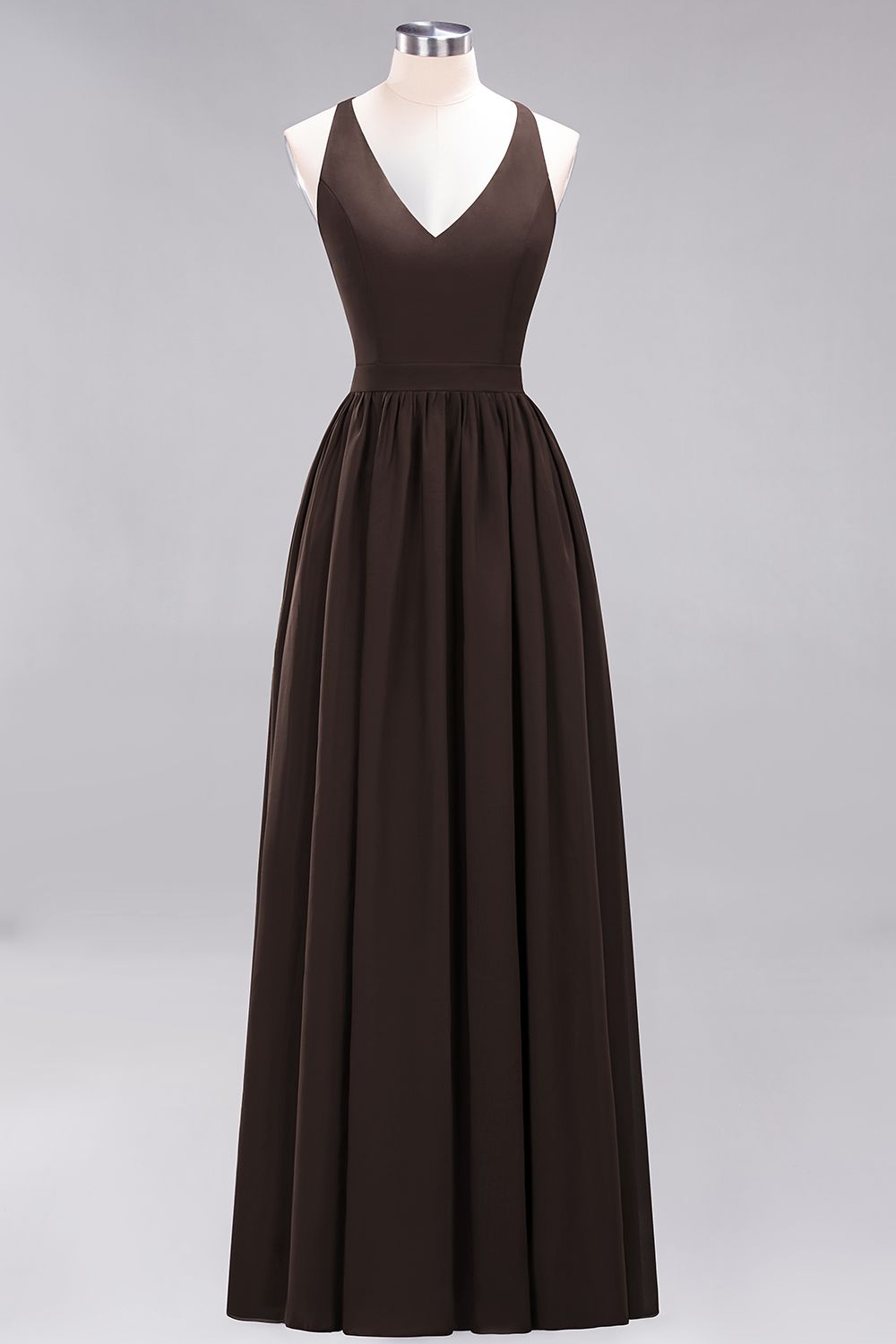 Affordable Chiffon V-Neck Sleeveless Lace Bridesmaid Dresses - Fashionpara