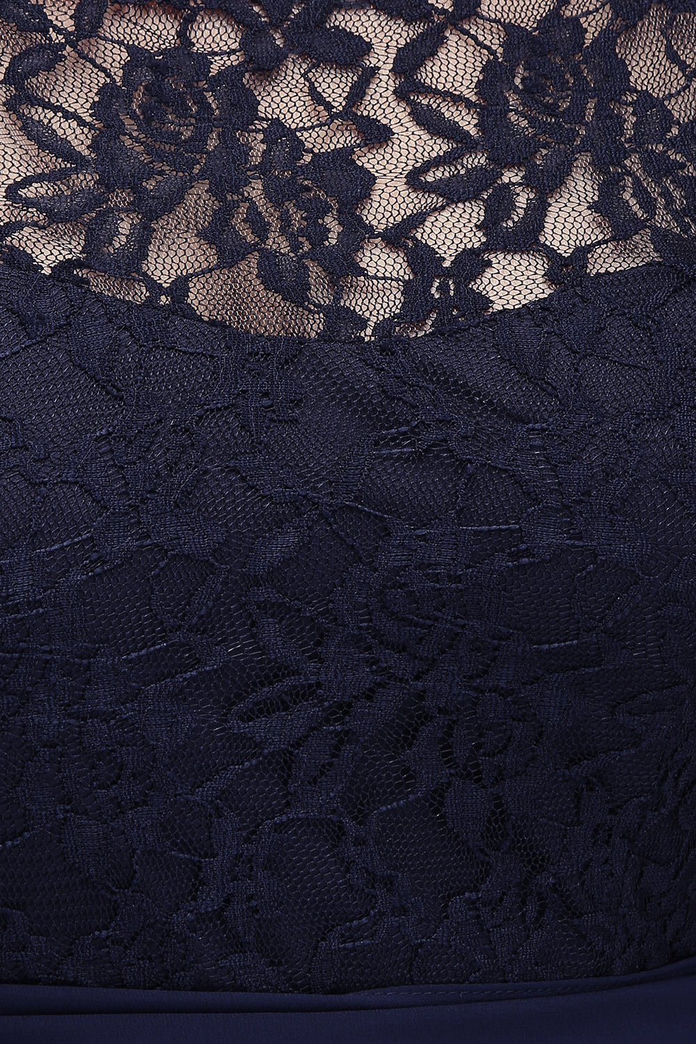 Affordable Lace Scoop Dark Navy Bridesmaid dresses with Half-Sleeves - Fashionpara